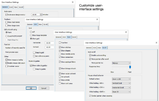 User interface settings